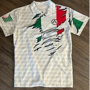 Italian Golf Polo Shirt Born To Golf Two Sided Graphic Embroidered Patch XL